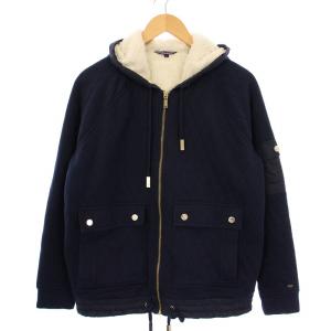 中綿ジャケット ジップアップ フード 裏ボア M 紺 /BM MU