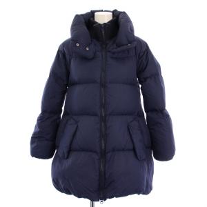 ダウンコート ロング ジップアップ ハイネック ナイロン M 紺 HW11377 /BM MU