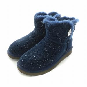 ミニベイリーボタン ブリング コンステレーション ムートンブーツ スエード US6 23.0cm ネイビー