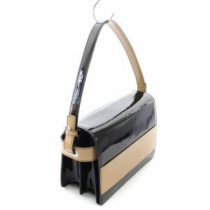 GINZA Kanematsu ハンドバッグ エナメル 鞄 黒 ブラック ベージュ /DK MU