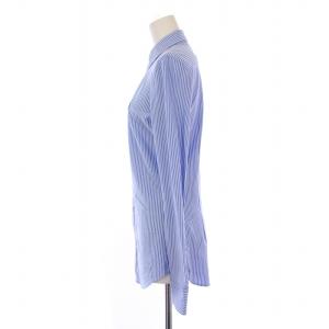 POLO RALPH LAUREN KNIT DRESS SHIRT シャツ ブラウス 長袖 ストライプ柄 ロゴ刺繍 XS 水色 /BM MU