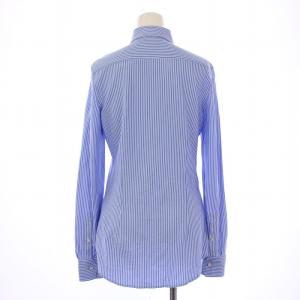 POLO RALPH LAUREN KNIT DRESS SHIRT シャツ ブラウス 長袖 ストライプ柄 ロゴ刺繍 XS 水色 /BM MU