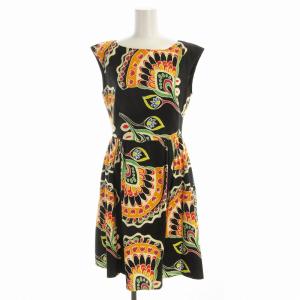 ワンピース ひざ丈 ノースリーブ 花柄 40 黒 ブラック 82211119-40-1 /EE MU