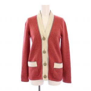 ニット カーディガン 長袖 Vネック ウール カシミヤ 38 赤 192-18234-9203 /BM