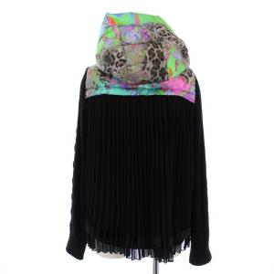 伊太利屋 la moda goji ダウンジャケット フード ニット切替 アニマルプリント 9 黒 /BM BM