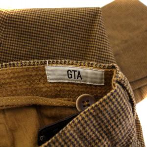GTA テーパードパンツ スラックス タック ジップフライ 千鳥格子 総柄 46 茶 ブラウン /BB BM