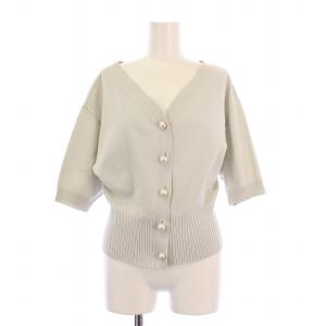 24SS ニットカーディガン 七分袖 Vネック 薄手 ショート丈 ストレッチ 38 グレー /BB BM