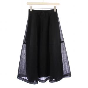 JUSGLITTY 23AW シアーフォルムスカート フレア マキシ ロング 0 黒 ブラック 43332030 /BB BM