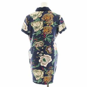 TORY BURCH ワンピース ミニ丈 半袖 花柄 S 紺 ネイビー 50911 /AN16 MU