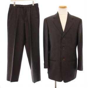 2C66AM シングルスーツ セットアップ 上下 テーラードジャケット パンツ ジップフライ 総柄 ウール