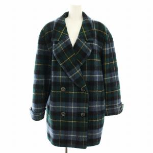 ピーコート Pコート アウター チェック柄 11 緑 グリーン 青 ブルー 0544247 /YT MU