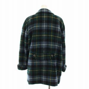 Leilian ピーコート Pコート アウター チェック柄 11 緑 グリーン 青 ブルー 0544247 /YT MU