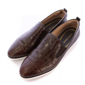 COLE HAAN グランドアンビション スリッポン ローファー ローカット 厚底 レザー 牛革 7.5 茶 ブラウン W26432