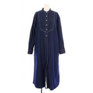 any デニムブザムシャツワンピース マキシ ロング 長袖 バンドカラー F インディゴ 724-54-0044-7899