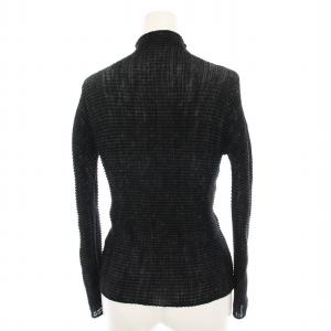 ISSEY MIYAKE ボックスプリーツ ハイネック カットソー 長袖 M 黒 グレー MM01FFT512 /YM MU