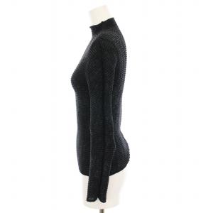 ISSEY MIYAKE ボックスプリーツ ハイネック カットソー 長袖 M 黒 グレー MM01FFT512 /YM MU