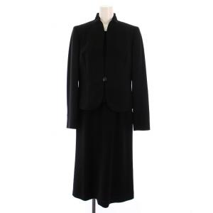 フォーマル セットアップ ワンピース ロング 半袖 ノーカラージャケット 総裏地 9AR 黒 /BM MU
