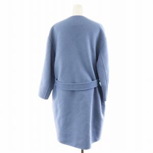 PRADA ノーカラーコート ウール アンゴラ混 44 ライトブルー P6734L