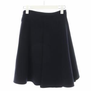 Alexander McQueen フレアスカート ひざ丈 シルク混 絹 38 紺 ネイビー 2130450238 /AN17 BM