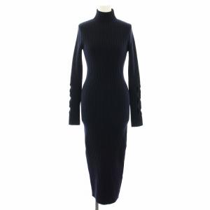 ニットワンピース ロング ハイネック 長袖 カシミヤ混 XS 紺 ネイビー /YT BM