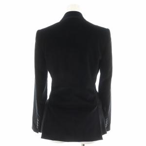 DOLCE&GABBANA テーラードジャケット シングル 裏地ヒョウ柄 レオパード ベロア 36 黒 ブラック /AN15 BM