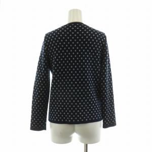 OLD ENGLAND カーディガン ニット 総柄 長袖 36 ネイビー 570-52520291 /NQ MU