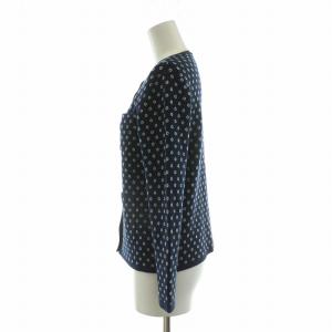 OLD ENGLAND カーディガン ニット 総柄 長袖 36 ネイビー 570-52520291 /NQ MU