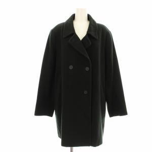 1004802 コート ダブル ミドル丈 カシミヤ ウール混 大きいサイズ 13+ 黒 ブラック /KU