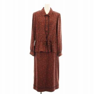 1404141 セットアップ 上下 シャツ 長袖 スカート ミモレ ロング ペイズリー柄 大きいサイズ