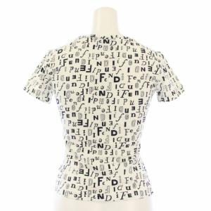 FENDI Tシャツ カットソー 半袖 ロゴ ショート丈 I40 白 紺 12.543310 /TK MU