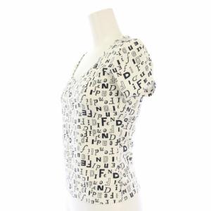 FENDI Tシャツ カットソー 半袖 ロゴ ショート丈 I40 白 紺 12.543310 /TK MU