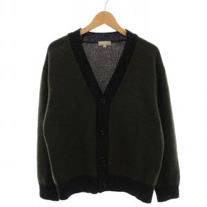 22AW カーディガン ニット ウール カシミヤ混 Vネック 厚手 長袖 M カーキ チャコールグレー