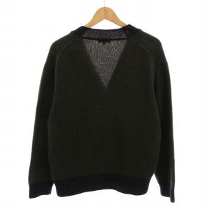 MARGARET HOWELL 22AW カーディガン ニット ウール カシミヤ混 Vネック 厚手 長袖 M カーキ チャコールグレー