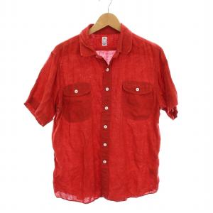 SHIRT リネン シャツ 半袖 M 赤 BS2010022-191025 /YM MU