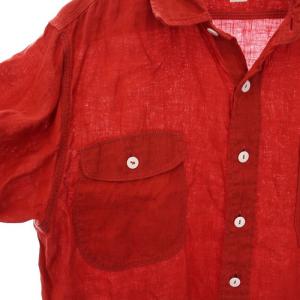 KATO` SHIRT リネン シャツ 半袖 M 赤 BS2010022-191025 /YM MU