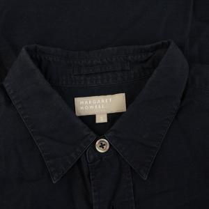 MARGARET HOWELL シャツ コットン リネン混 半袖 S 紺 579-5250005 /YM MU