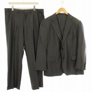 スーツ テーラードジャケット シングル 2B スラックス パンツ ウール 絹 シルク混 ストライプ グレー