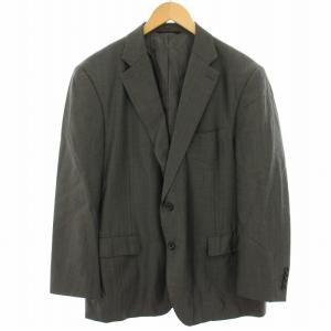 DURBAN スーツ テーラードジャケット シングル 2B スラックス パンツ ウール 絹 シルク混 ストライプ グレー