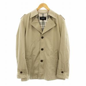 トレンチコート ショート エポレット 裏地ノバチェック ロゴ刺繍 L ライトグレー BMP15-703-43