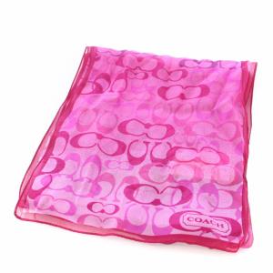 COACH スカーフ シグネチャー シルク ピンク /TK MU