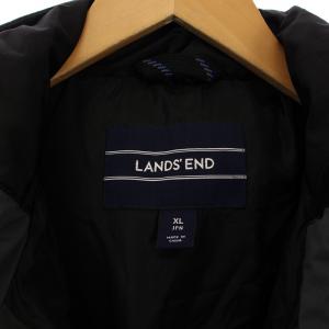 LANDS' END ダウンコート ロング ジップアップ フード ナイロン XL ダークグレー V3635/F3815 /BM