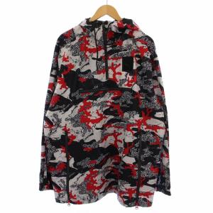 パーカー プルオーバー ハーフジップ 総柄 XL 黒 赤 白 571698 /BM MU