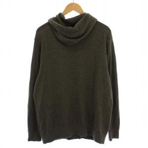LANDS' END パーカー ジャケット ジップアップ カシミヤ XL カーキ /BM MU