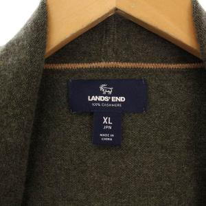 LANDS' END パーカー ジャケット ジップアップ カシミヤ XL カーキ /BM MU