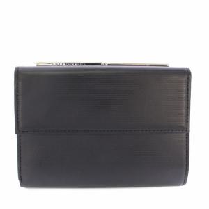 三つ折り財布 がま口 レザー 黒 /TK MU