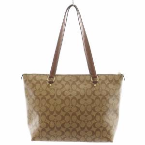 COACH シグネチャー トートバッグ ハンドバッグ ショルダーバッグ PVC レザー 茶 ブラウン F79609