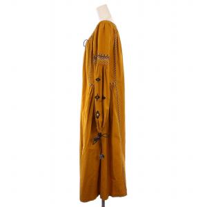 MAX MARA WEEKEND LINE シャツ ワンピース ロング 長袖 柄 刺繍 リボン 40 黄 /BM MU