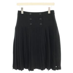 プリーツスカート ひざ丈 ウール 38 黒 ブラック FX022-654-09 /YT MU