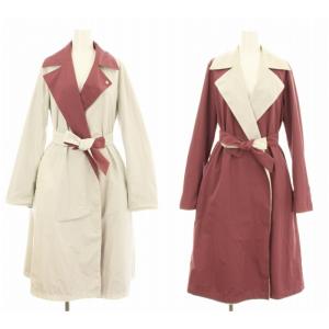 CITY 1021065400 リバーシブルコート スプリングコート ロング ベルト付き 40 グレー