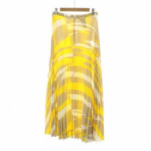 プリーツスカート フレア ロング 柄 42 イエロー ベージュ 11010462 /NQ BM
